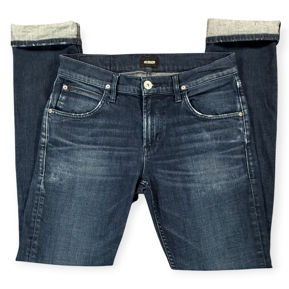 Hudson Slim Fit Stretch Jeans Womens 30 Blue Straight Leg Stretch Denim Designer